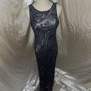 Elegant grey beaded dress